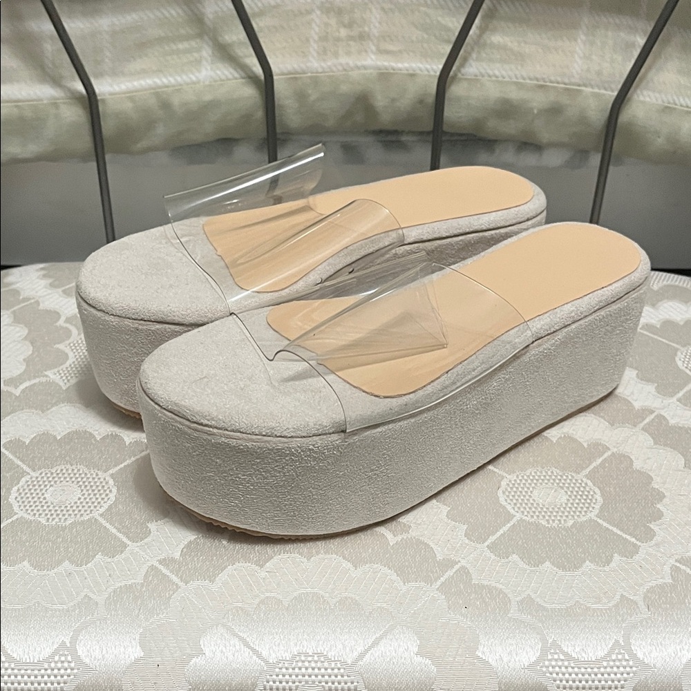 Women's Platform Slide Sandals - Cream